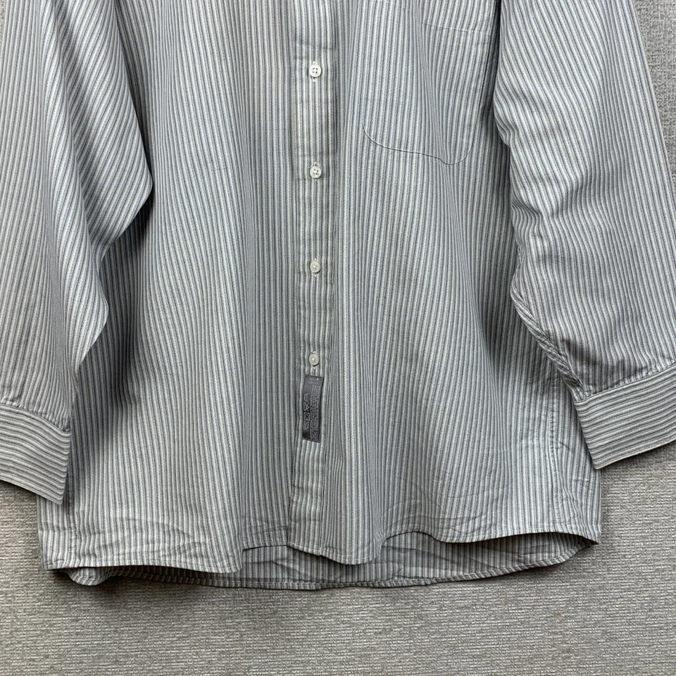 GEOFFREY BEENE Button Down Dress Shirt Men's 17 - 32/33 Gray Striped Corp Church - Image 3 of 4