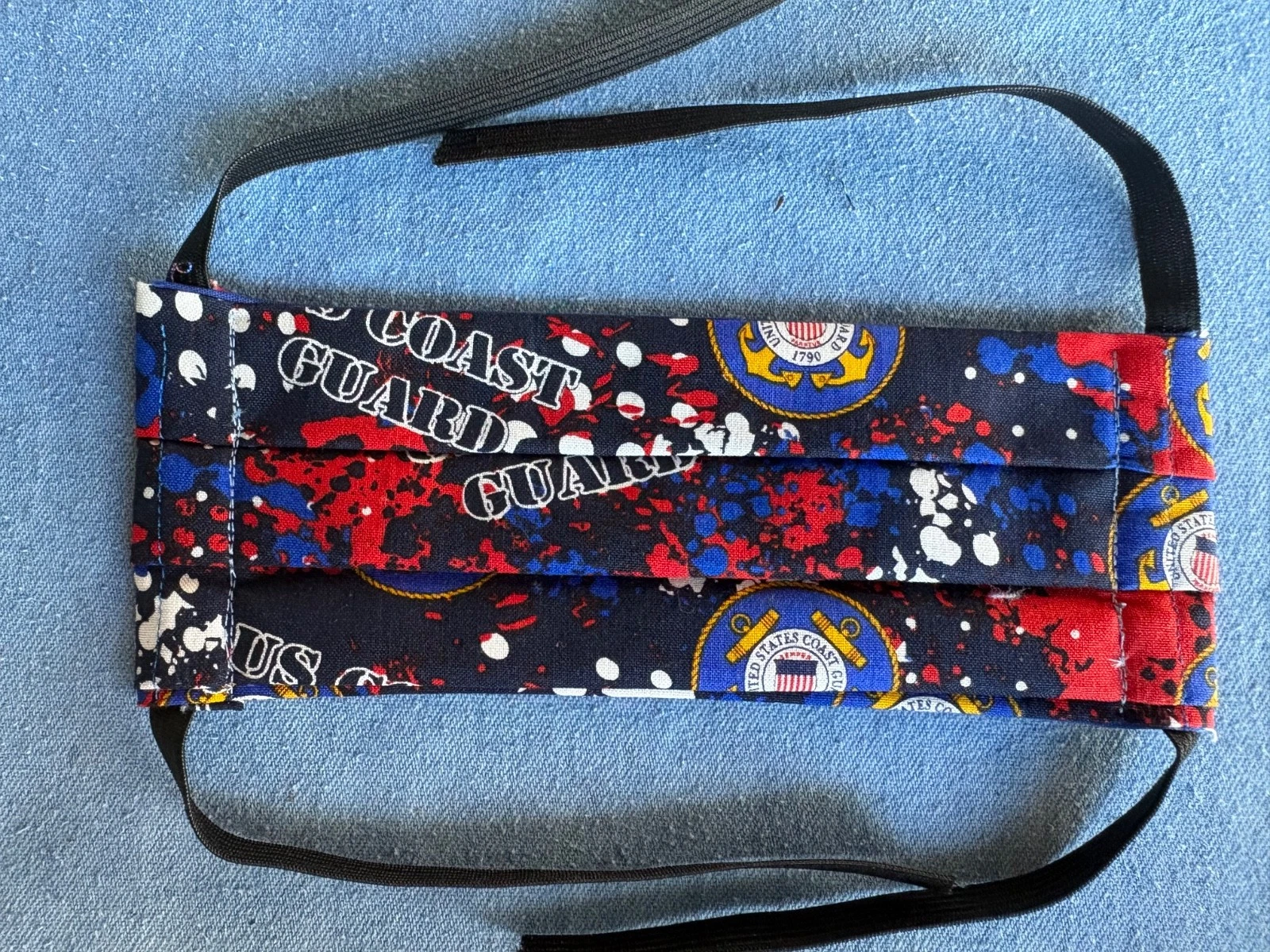 Face Masks (4) Handmade 100% Cotton Reusable Washable Coast Guard Print Fabric