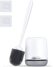 Toilet Brush and Holder Set, Silicone Brush with Ventilated Holder, Toilet Br...