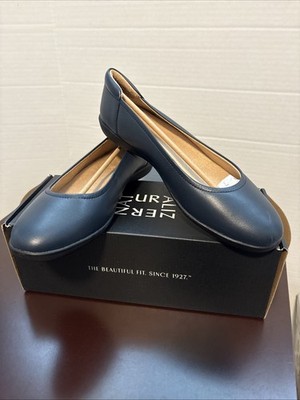 Women's Naturalizer, Flexy Flat E8047L1400 Navy LEATHER Sz 12 M
