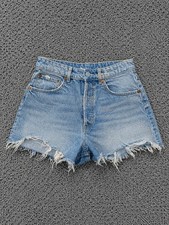 Zara Denim Shorts Size 12 | Blue High Waisted Frayed Hem Summer Shorts