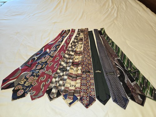 All Silk Neckties Lot Of 10 Various Designs Brands And Lengths