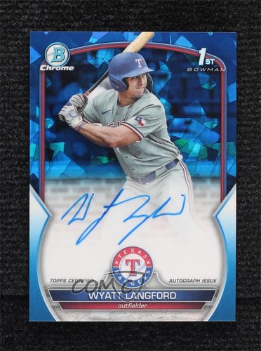 Wyatt Langford #CDA-WL 2023 Bowman Draft Chrome Sapphire Prospect Autograph card