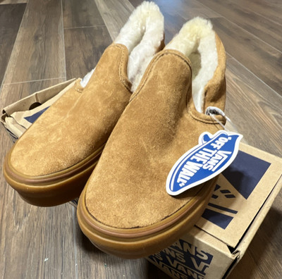 Vans Brown Suede Slip-On Loafers with Patterned Plush Lining s-l400.jpg main image 3