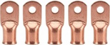 5 Pack AWG 2/0 1/4 Inch Copper Wire Lugs Heavy Duty Battery Size: AWG 2/0 1/4