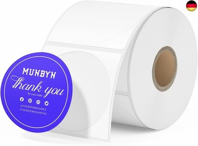 MUNBYN 50x50mm Farbdruck-Thermo Etiketten-Aufkleber, Blaue Mehrzweck-Thermo