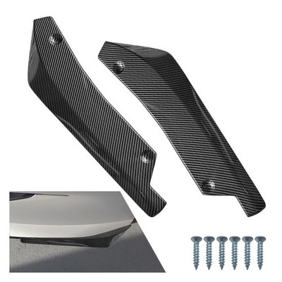 Universal Car Rear Bumper Splitter Lip Side Fin 2Pc Carbon Fiber