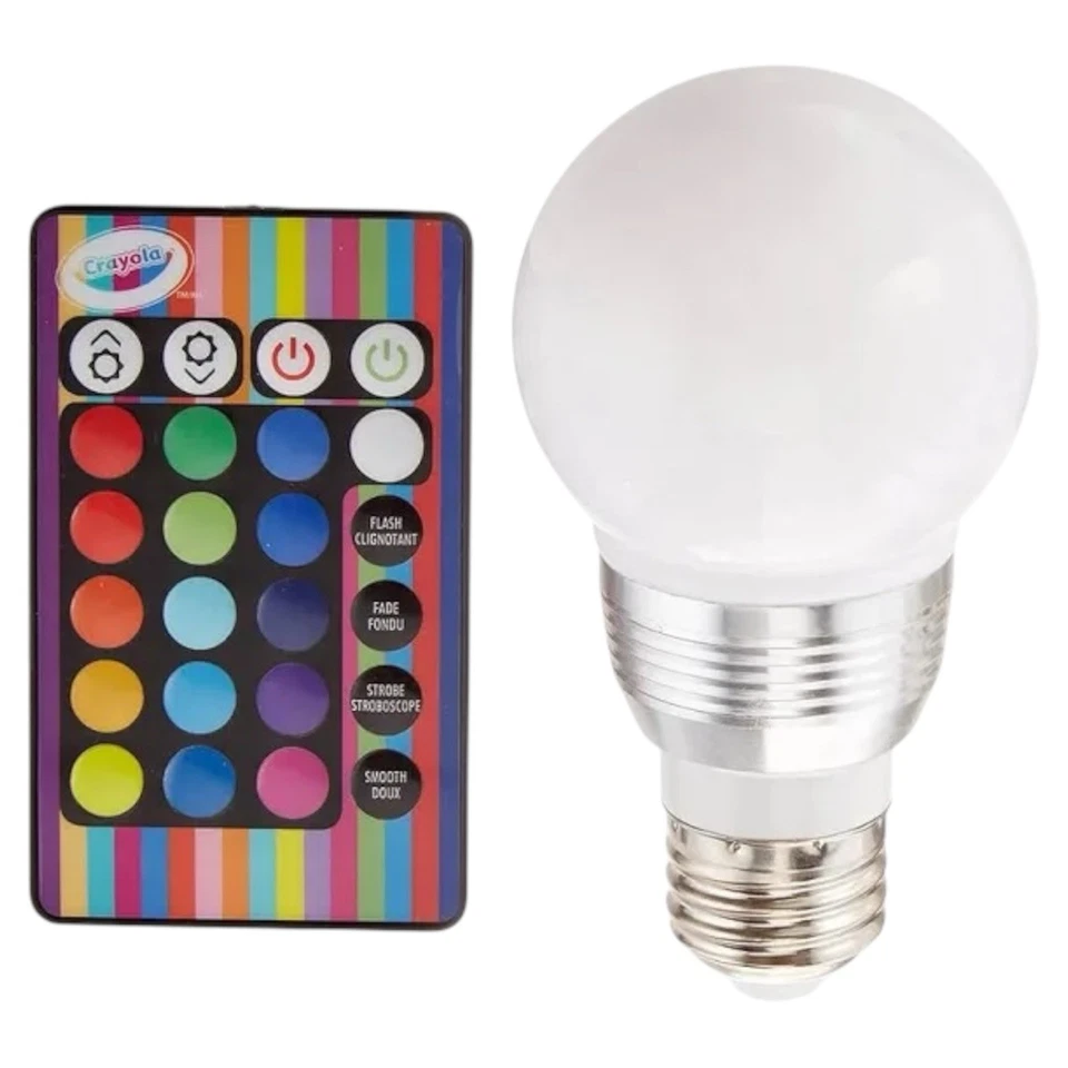Crayola Remote Controlled Multi-Color LED Light Bulb 15 Colors Changing 4 Modes  - Image 4 of 4