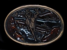 UA01155 VINTAGE 1983  DEER  ART COMMEMORATIVE BERGAMOT BELT BUCKLE