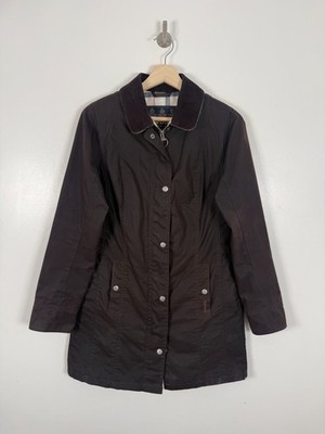 Barbour Wax Jacket Size UK 8 Brown Waterproof Country Rain Coat Alloa Utility