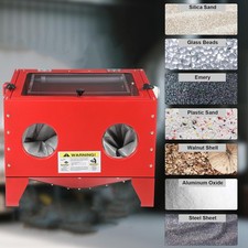 25 Gallon Benchtop SandBlasting Cabinet w/Blasting Gun&Ceramic Nozzles LED-220L