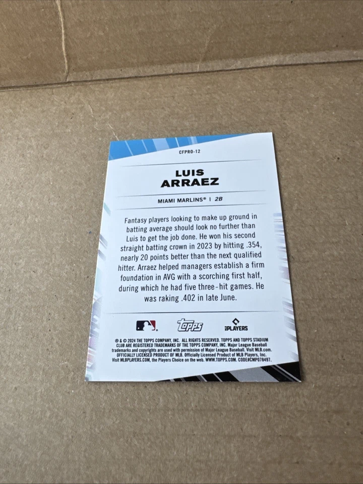 2024 Topps Stadium Club - Chief Fantasy Professionals #CFPRO-12 Luis Arraez - Image 2 of 2