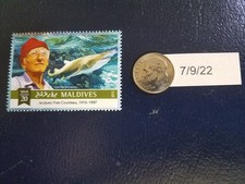 Jacques Cousteau French oceanographer 2015 Maldives Stamp (a)