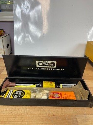 Vintage Brite-Bore Rifle Gun Cleaning Kit w/ Hoppe s No. 9, Tins, Solvent, Rods