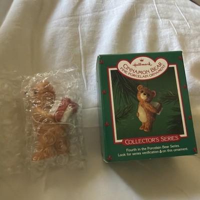 Cinnamon Bear`1986`Bear Wrapping Up Wishes For Christmas-Hallmark Tree Ornament