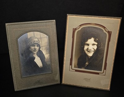 2 Antique VTG Original Portrait CABINET Studio CARDS 1920s Photos Nice Condition
