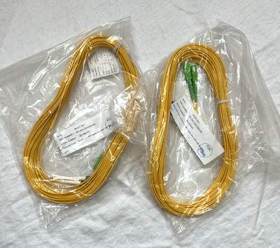 Fiber Jumpers LOT OF 2  10 Meter SC/APC-LC SM Duplex 2mm SMF-28E Fiber NEW
