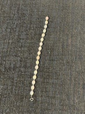 Sterling Silver Opal Link Bracelet 925 Vintage Tennis Style Jewelry