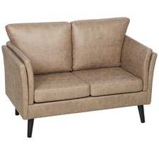 HOMCOM Small 2 Seater Sofa Bedroom Loveseat Sofa w/ Rubber Wood Legs Refurbished