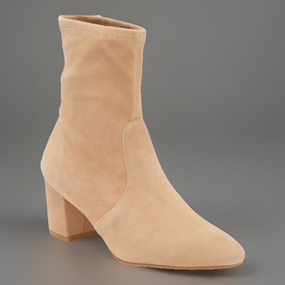 $650 Stuart Weitzman Women's Siggy 60 Suede Bootie Beige Sock Size US 10 40.5