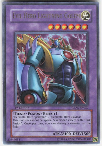 Evil HERO Lightning Golem GLAS-EN039 YuGiOh Gladiator's Assault card