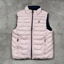 Polo Ralph Lauren Quilted Puffer Vest Girls M 10-12 Pink Navy Reversible Zip