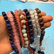 Set of 10 Natural Gemstone Round Beads Strands 15" Sizes 6,8,10 mm  B36