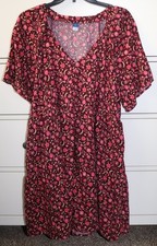 Ladies Old Navy "Burgundy Paisley" V-Neck Short Sleeve Dress size XL ~ 36" long