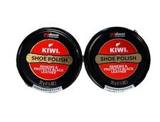 2x New KIWI Shoe Polish, Black, 32 g Metal Tin, 1.125 oz