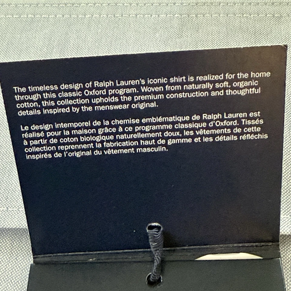 Funda nórdica reversible Oxford de algodón orgánico Ralph Lauren azul nueva con etiquetas $400 Foto 3 de 4