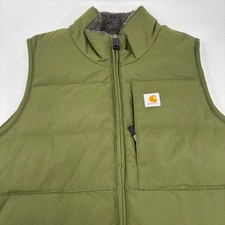 Carhartt Mens Small Olive Green Reversible Sherpa Full Zip Vest