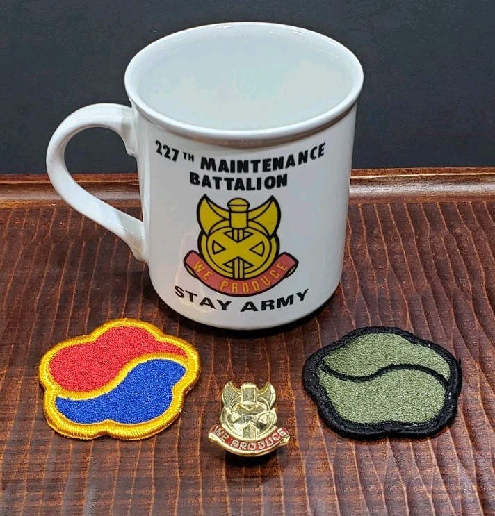 U.S. Army Korea 227th Maintenance Battalion Coffee Mug, DUI Pin, & Patches