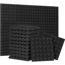 24 Pack-12 x 12 x 2 Inches Pyramid Designed Acoustic Foam Panels, Sound Proof...