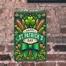 Vintage Irish Happy St. Patrick's Day St. Welcom Metal Wall Decor Sign 8x12