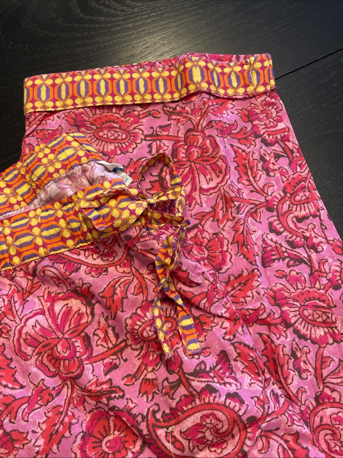 NEW Sundance Catalog Women LEIA Hot Pink Floral Cotton Pull On Boho Pants M