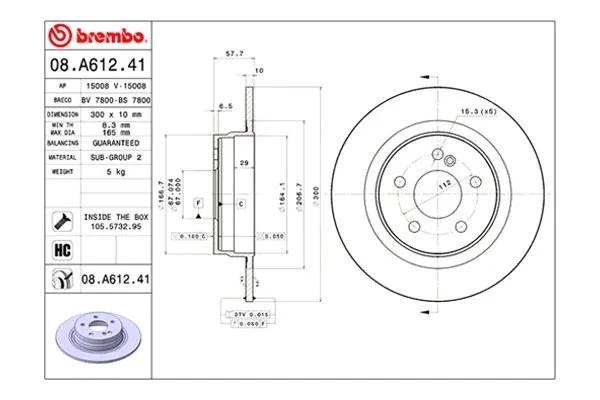 For Mercedes-Benz C250 10-15 UV Coated Series Plain Solid Rear Brake Rotor Foto 2 de 4