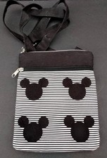 Authentic Disney Parks Black & White Strip Mickey Mouse Crossbody Bag