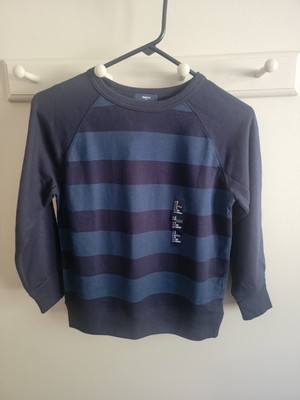 NWT GAP Kids Boys 6-7 Crew Neck Blue Navy Stripe Sweatshirt Pullover Classic