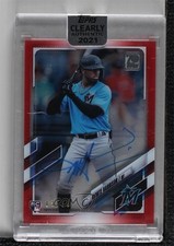 2021 Topps Clearly Authentic Auto Red 13/50 Monte Harrison #CAA-MH Auto 15mj