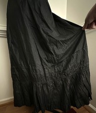 Antique Victorian Black Polished Cotton Petticoat Ruffle 31" Waist Vintage 1890s