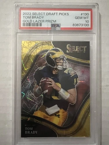 2022 Select Draft Picks Tom Brady Gold Lazer Prizm 130 PSA GEM 10