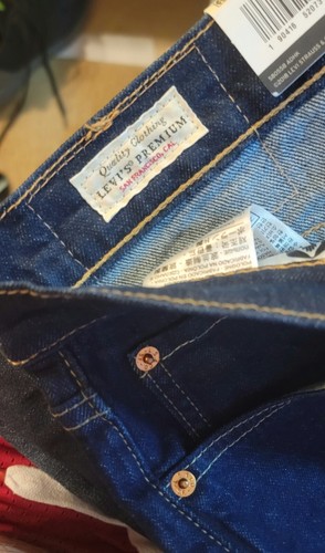 Brand New Mens Levi's Premium 502 Regular Stretch Taper Jeans 32x34 Dark Blue - Picture 5 of 6