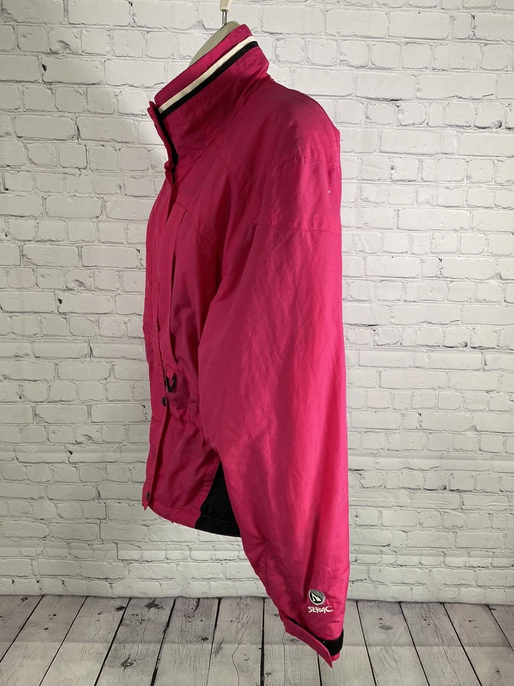 Chaqueta de esquí de cuello alto ventilada aislada cremallera completa negra rosa Serac años 90 de colección 6 Foto 3 de 4