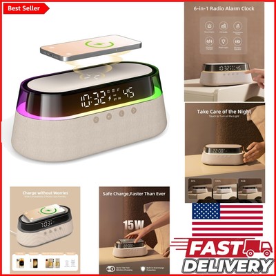 Multifunctional Bedside Digital Alarm Clock with USB Charger & Adjustable Light