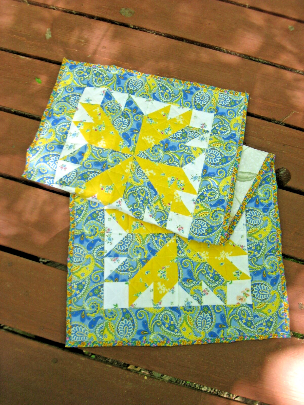 Handcrafted Sunlight and Shade Table Runner or Dresser Scarf, 18" x 42"