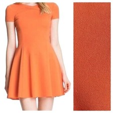 Halston Heritage Red Orange Flame Crisscross Neck Ponte Mini Dress