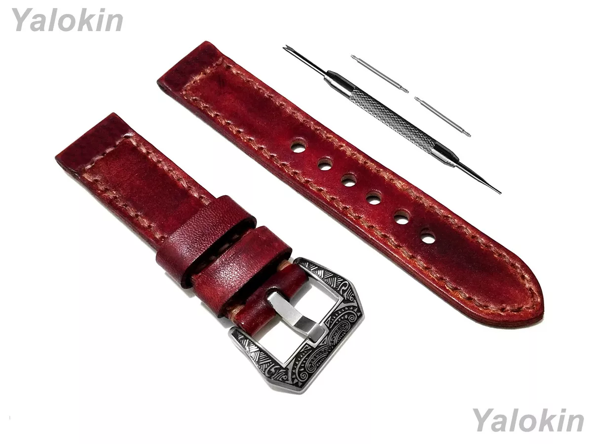 Burgundy Brushed Leather Band for Garmin Vivoactive 5 3 and Venu