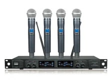 GTD Audio 4 Channel UHF Cordless Wireless 4 Microphones System Mic K-400