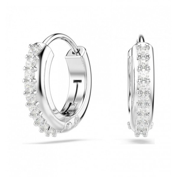 Orecchini mini cerchio a buco Swarovski Matrix placcati rodio 5690670