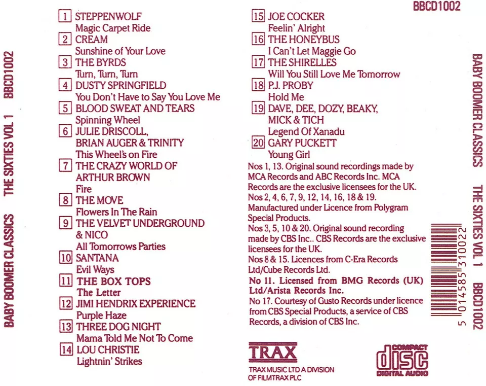 (CD) Baby Boomer Classics - Sixties Vol. 1 - The Crazy World Of Arthur Brown  - Bild 2 von 2